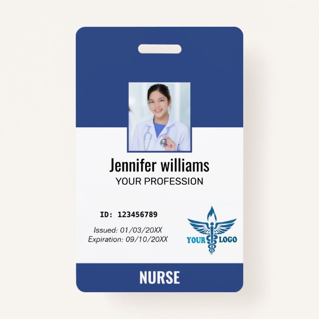 Badge Logo et ID photo des employés de l'hôpital (Devant)