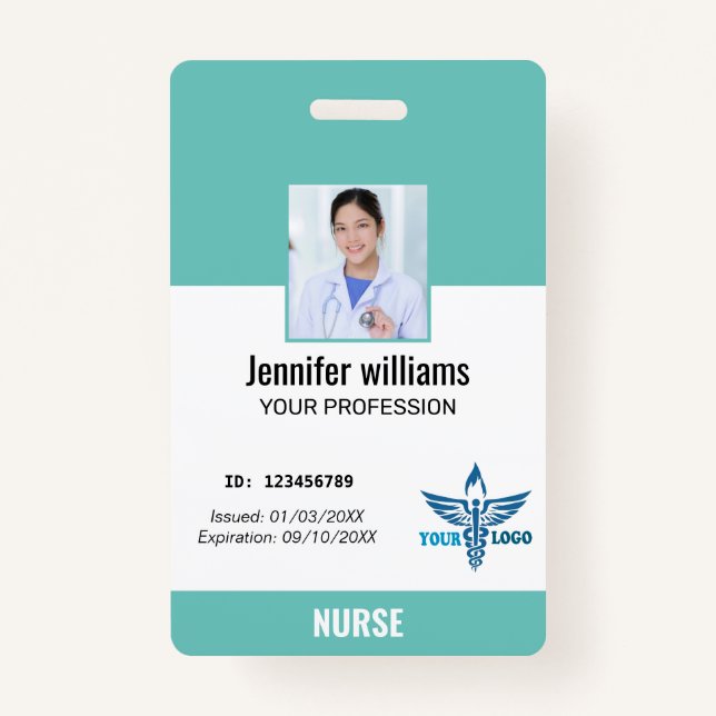 Badge Logo et ID photo des employés de l'hôpital (Devant)