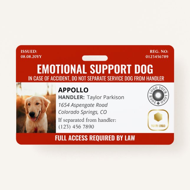 Badge Logo et ID photo Red Service Dog 2 (Devant)