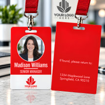 Logo et nom de photo d'employé personnalisé rouge