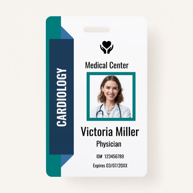 Badge Logo et photo de l'employé de l'hôpital personnali (Devant)