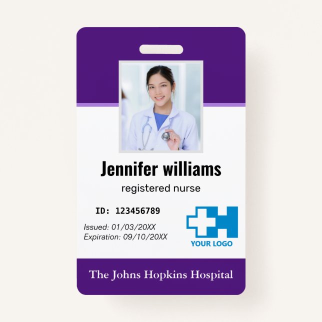 Badge Logo et photo de l'employé de l'hôpital personnali (Devant)