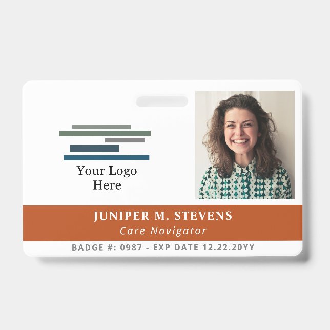Badge Logo et photo en terre cuite orange Identifiant de (Avant)
