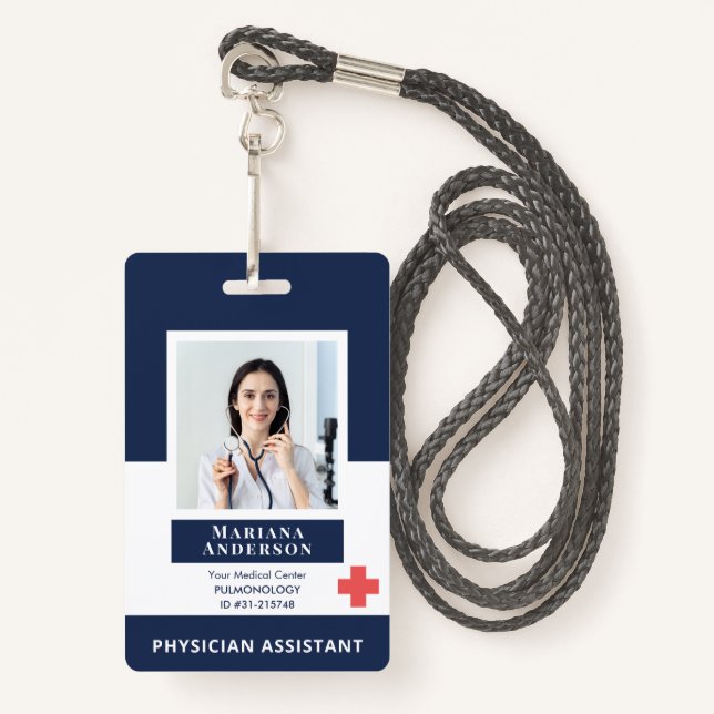 Badge Logo et photo personnels des employés de l'hôpital (Devant avec lanière)