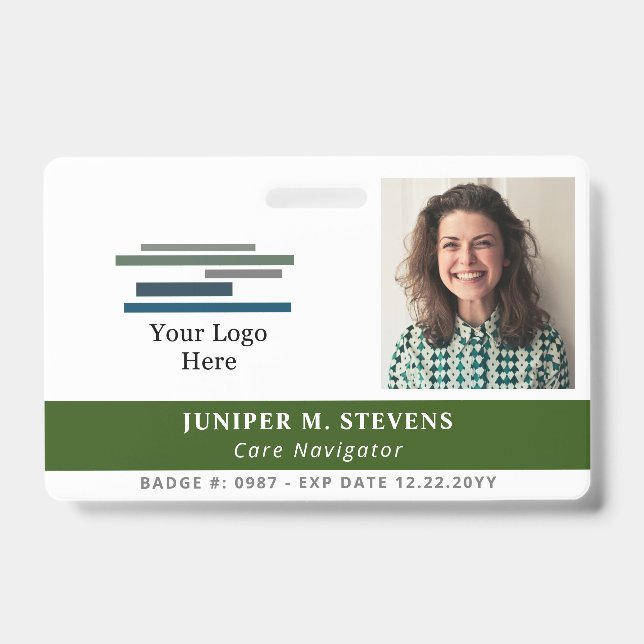 Badge Logo et photo vert foncé - ID employé (Avant)