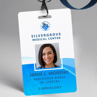 Badge Logo Médical Soins Modernes Photo Bleue Carte d'id