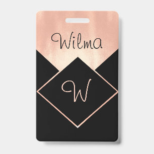 Badge Logo métallisé diamant monogrammé féminin moderne