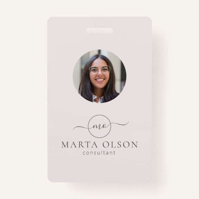 Badge Logo moderne Circle ID employé Code-barres rose (Devant)