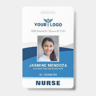 Badge Logo moderne Modèle Employé Nom photo Infirmière I