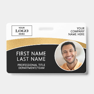 Badge Logo Moderne Photo ID Code-Barres Nom de l'Employé