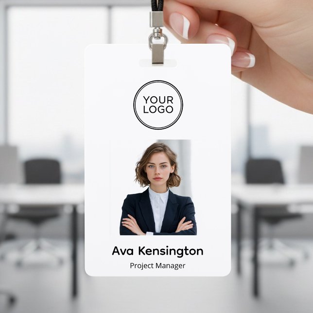 Badge Logo Moderne & Photo | Nom de l'employé personnali (Créateur téléchargé)