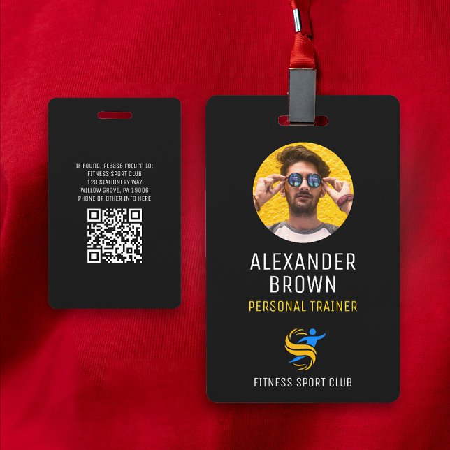 Badge Logo noir cool photo Code QR Code employé (Créateur téléchargé)