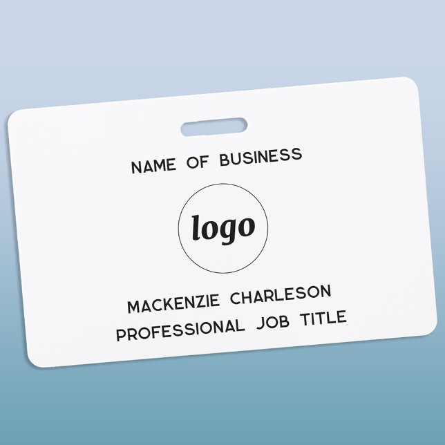 Badge Logo Nom Commercial Professionnel (Simple logo with custom text business promotional branding professional staff name tag)