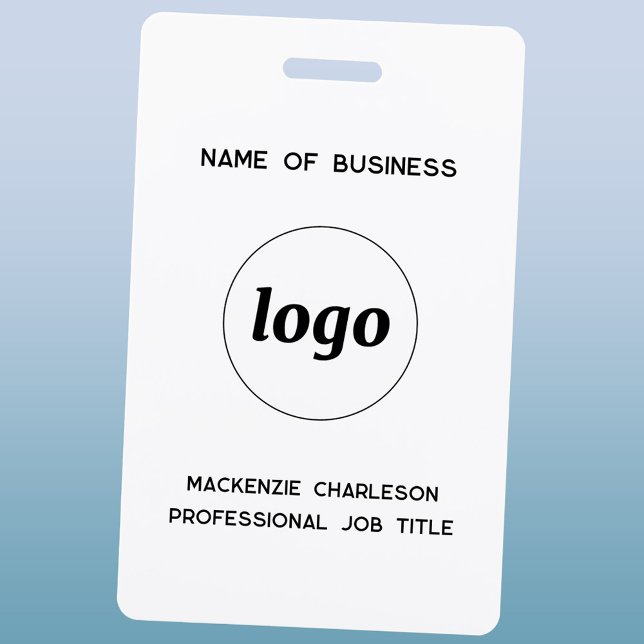 Badge Logo Nom Commercial Professionnel (Simple logo with custom text business branding promotional name badge)