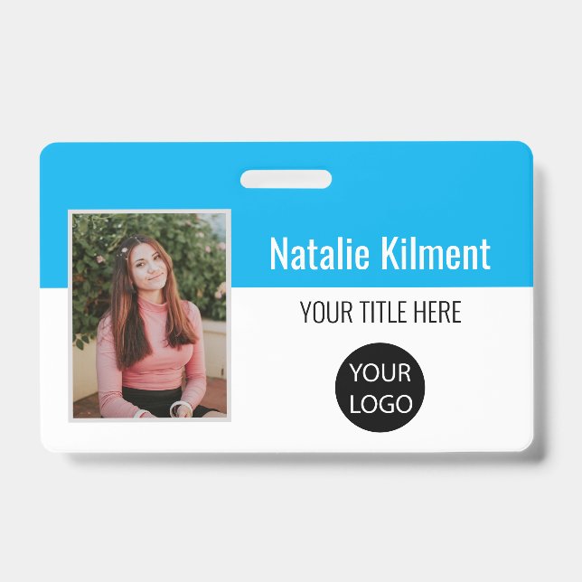 Badge Logo Nom de la photo de l'employé Code-barres ciel (Avant)