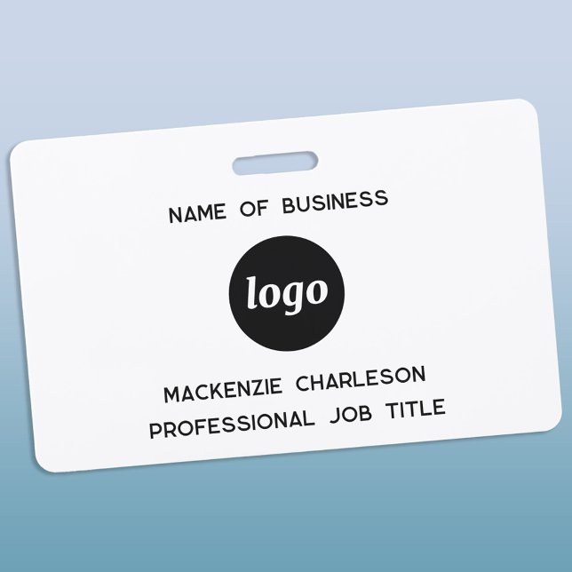 Badge Logo Nom d'entreprise professionnel (Simple logo with custom text business promotional branding professional staff name tag)
