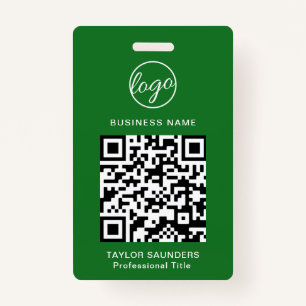 Badge Logo personnalisé Code QR Code employé ID vert