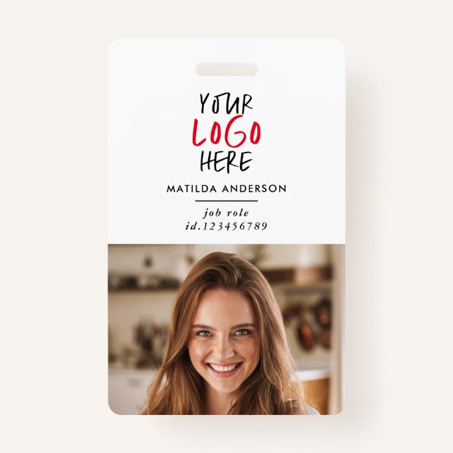 Badge Logo personnalisé Code QR employé Entreprise perso (Devant)