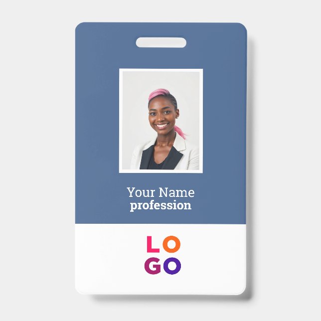 Badge Logo personnalisé d'employé, Photo, Code QR, Nom (Avant)