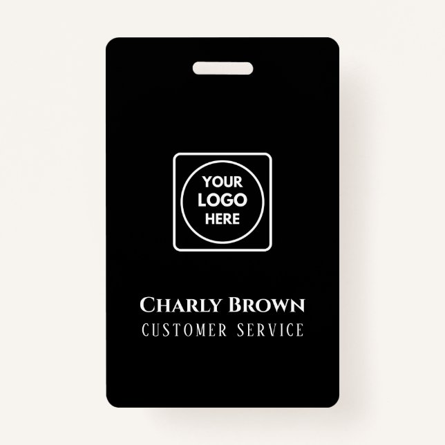 Badge Logo personnalisé noir | Employé personnalisé mode (Devant)