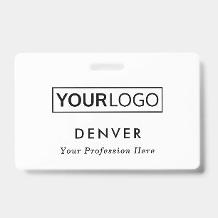 Badge logo personnalisé nom de l'employé titre blanc id