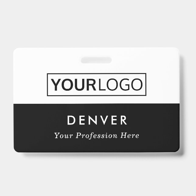 Badge Logo personnalisé Nom de l'employé Titre noir et b (Avant)