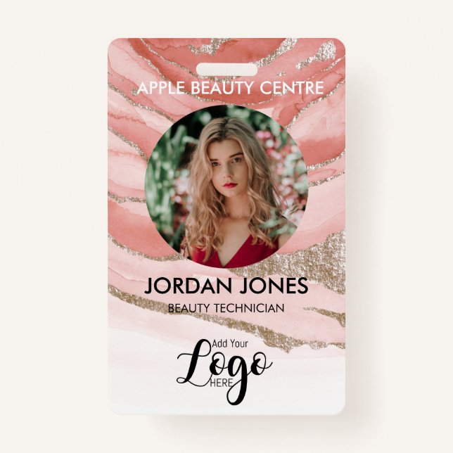 Badge logo personnalisé personnel d'affaires Photo rose  (Devant)