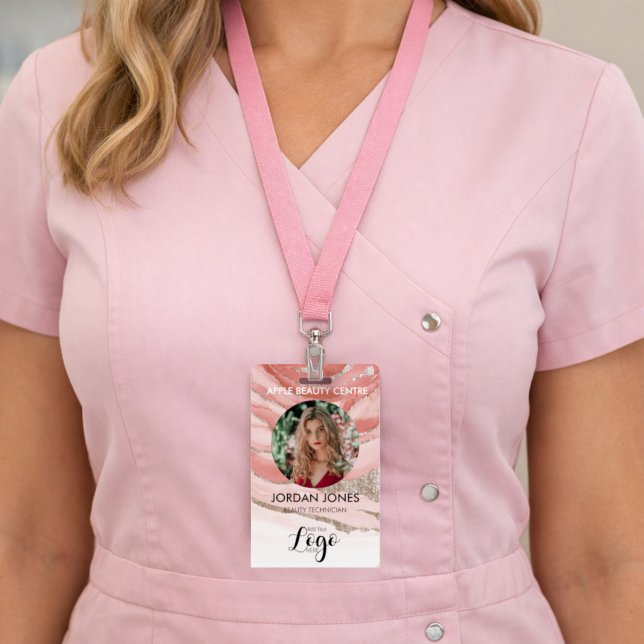 Badge logo personnalisé personnel d'affaires Photo rose  (Créateur téléchargé)
