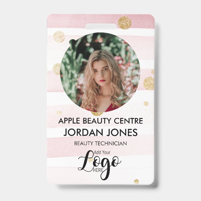 Badge logo personnalisé personnel d'affaires Photo rose  (Avant)
