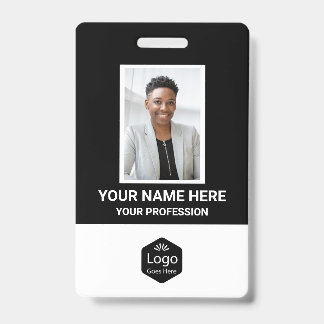 Badge Logo personnalisé Photo de l'employé Noir personna