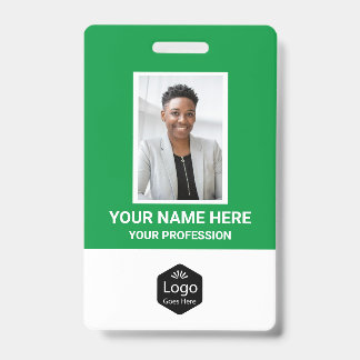Badge Logo personnalisé Photo de l'employé Vert personna