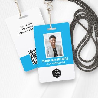 Badge Logo personnalisé Photo d'employé Bleu personnalis