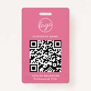 Badge Logo personnalisé Pink QR Code employé