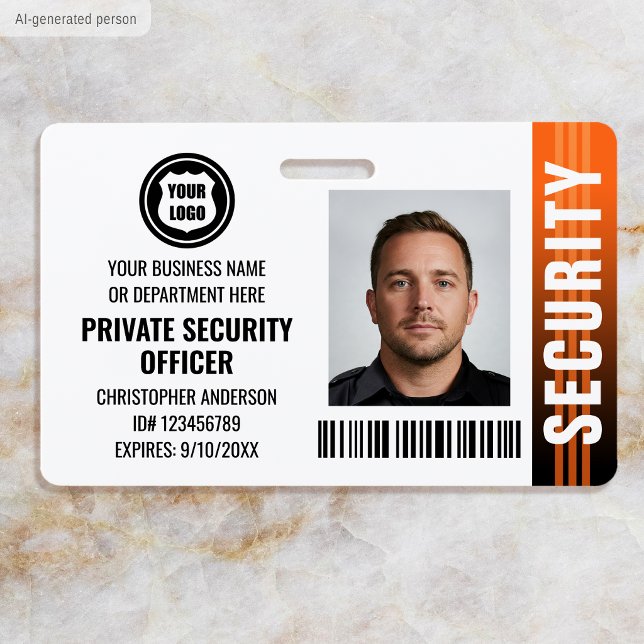Badge Logo photo agent de sécurité privée orange (Créateur téléchargé)