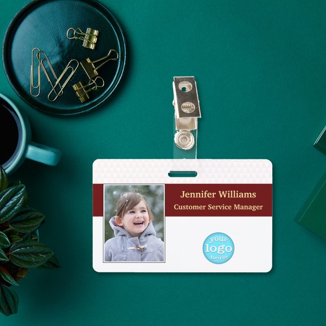 Badge Logo Photo Code à barres Nom ID du personnel emplo (Custom Employee Staff Logo Photo Barcode Name ID Badge)