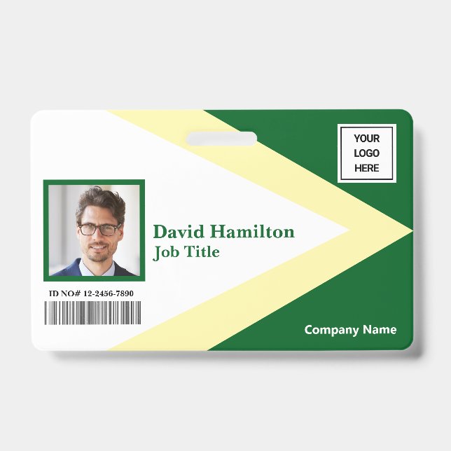 Badge Logo photo code-barres géométrique vert blanc jaun (Avant)
