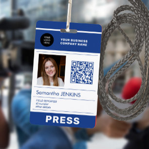 Badge Logo photo code QR carte de presse ID