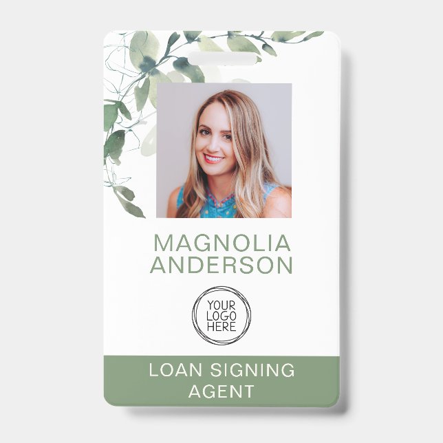 Badge Logo photo de l'employé d'Eucalyptus Code à barres (Front)