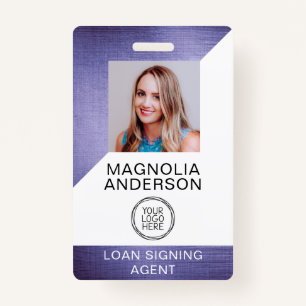 Badge Logo photo de l'employé en métal brossé Code à bar