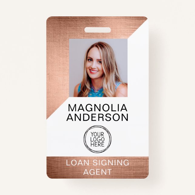 Badge Logo photo de l'employé en métal brossé Nom du cod (Devant)