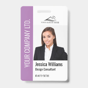 Badge Logo photo de l'employé Modèle moderne Nom pourpre