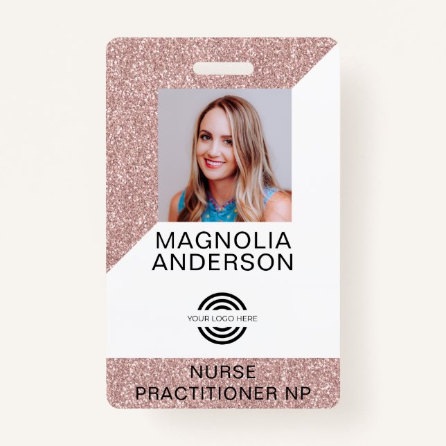 Badge Logo photo de l'employé parties scintillant Nom du (Devant)