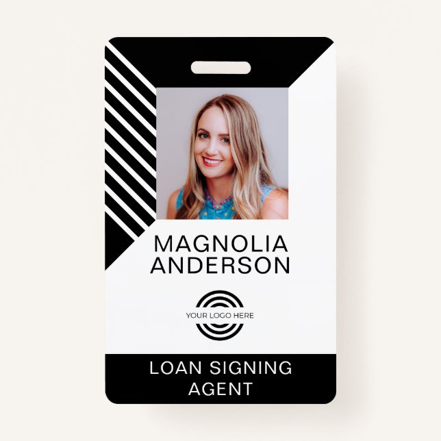 Badge Logo photo de l'employé personnalisé Code à barres (Devant)