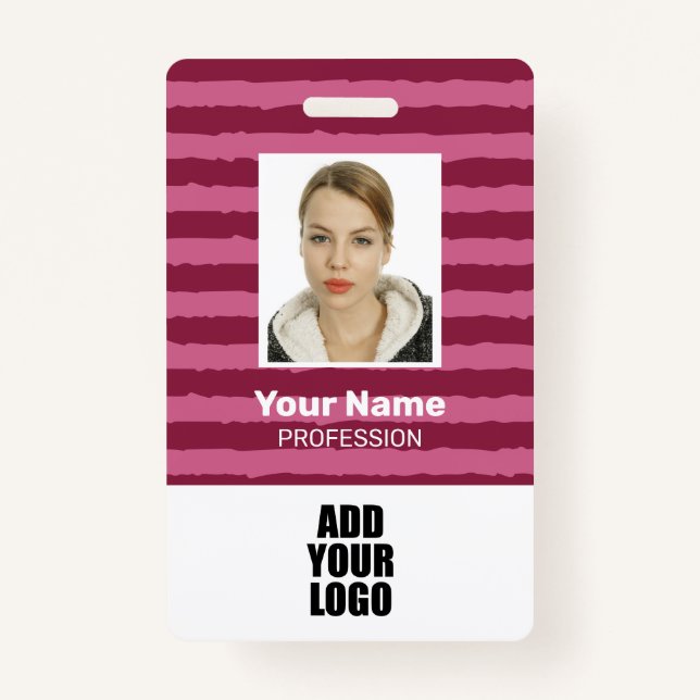 Badge Logo photo de l'employé personnalisé et bandes de  (Devant)