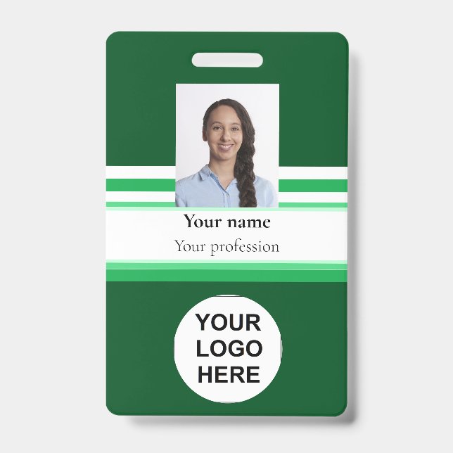 Badge logo photo de société code-barres vert (Avant)