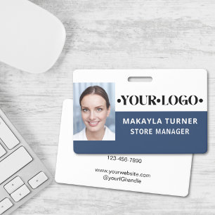 Badge Logo Photo Employé Bleu