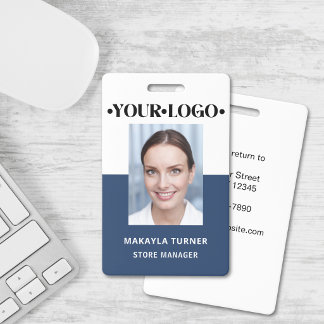 Badge Logo Photo Employé Bleu