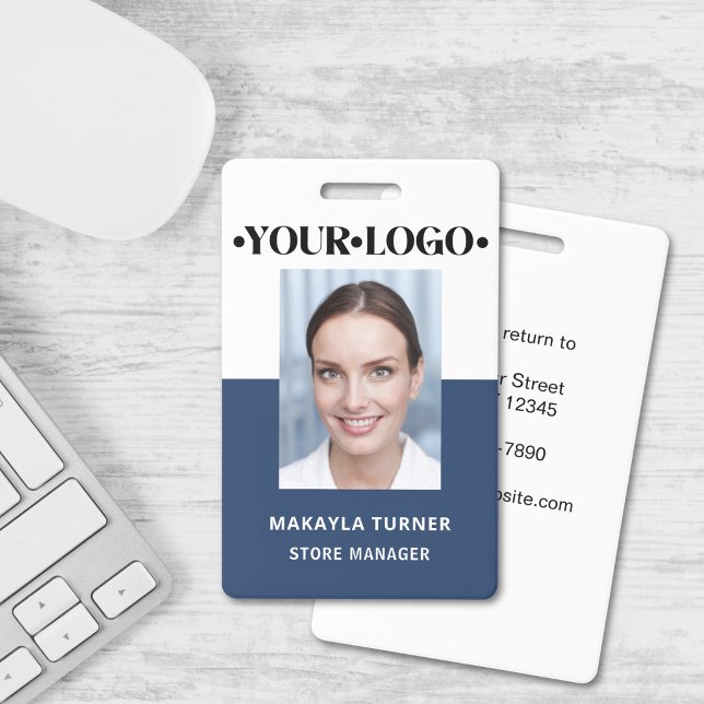 Badge Logo Photo Employé Bleu (Créateur téléchargé)