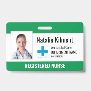 Badge Logo Photo Nom de l'employé de l'hôpital Vert et B
