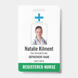 Badge Logo Photo Nom de l'employé de l'hôpital Vert et B